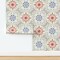 Cottagecore Faux Tile Floral Botanical Mosaic Flowers Squares Mediterranean Garden Delicate Spring Summer Geometric Leaves Farmhouse Cottage Custom Removable Wallpaper by Spoonflower Peel & Stick Wallpaper 2FT Wide